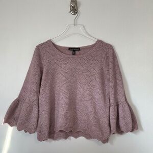 Derek Heart Bell Sleeve Boho Romantic Sweater in Rose Size Medium